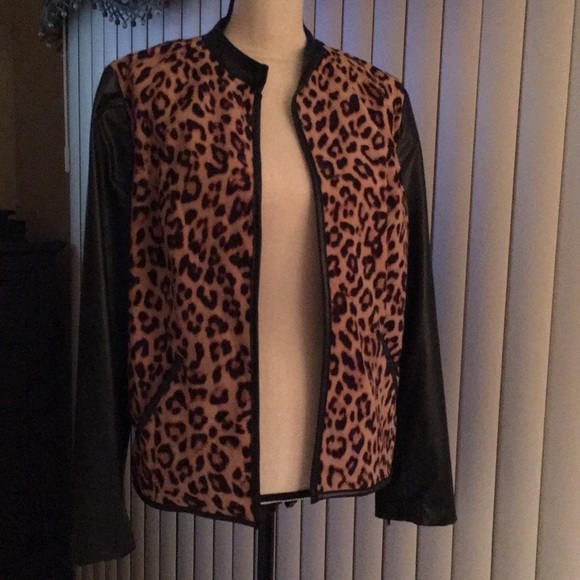 Chico's Jackets & Blazers - Chico's faux leopard print and leather jacket